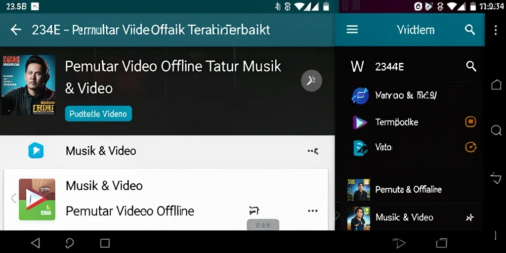 Tampilan antarmuka aplikasi 234E untuk pemutar video offline.