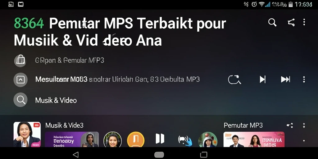 Tampilan antarmuka pengguna aplikasi Pemutar MP3 8364 yang menarik.