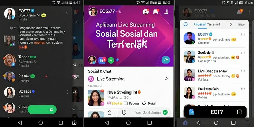 Antarmuka aplikasi Live Streaming yang interaktif dan menarik.