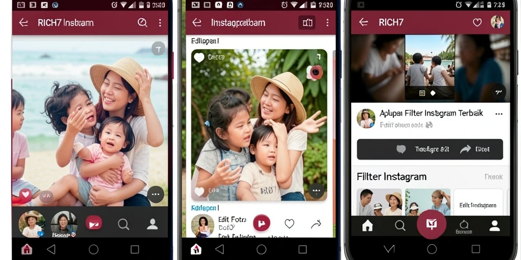 Tampilan antarmuka RICH7 untuk fungsi Filter Instagram yang intuitif.